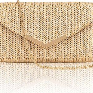 Elegant Woven Straw Evening Clutch for Women - Ideal for Weddings & Parties